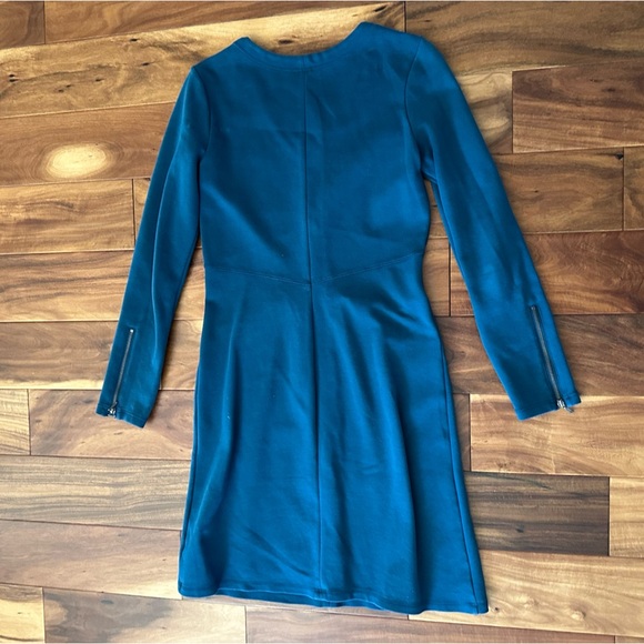 Athleta Teal Long Sleeve Midi V-Neck Dress size Small - Picture 3 of 4